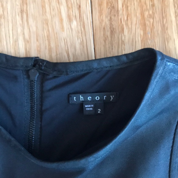 Theory Leather & Fur Black Mod Dress Size 2 - Picture 4 of 8